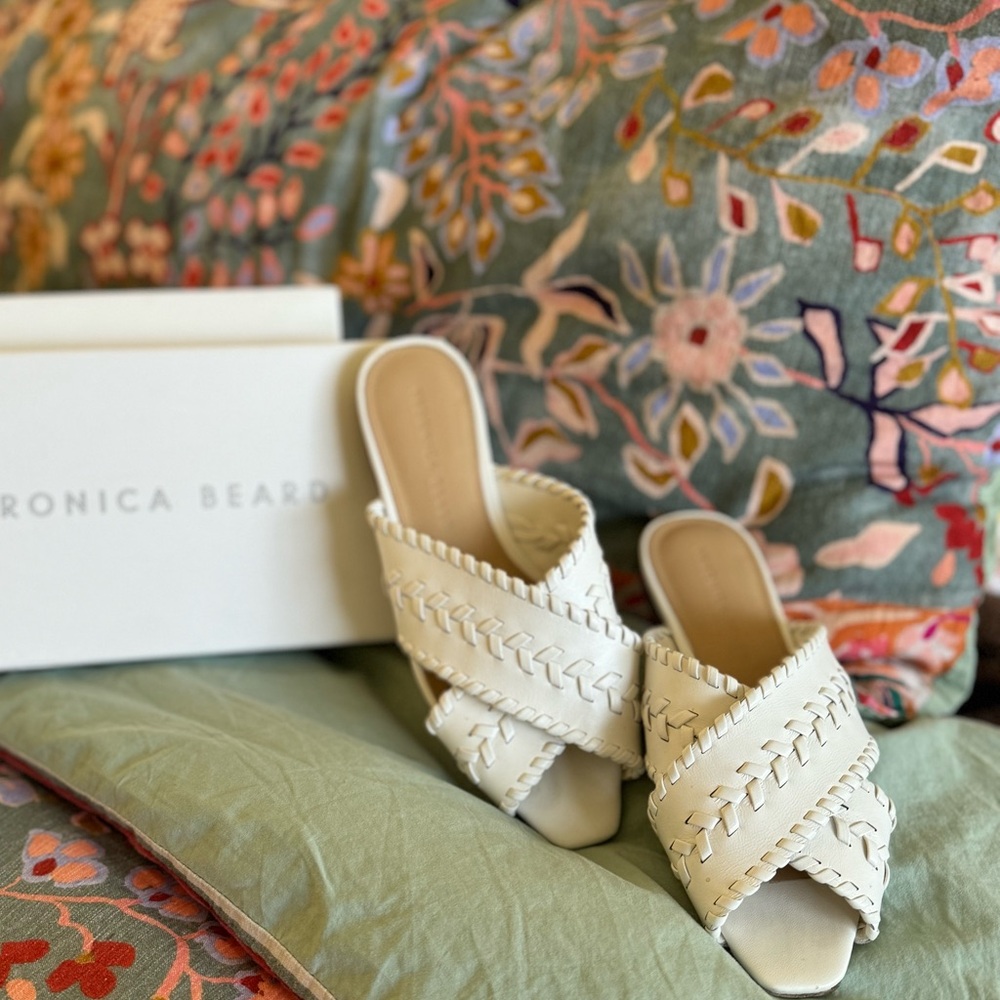 Veronica Beard Dodo Woven Leather Crisscross Sandals